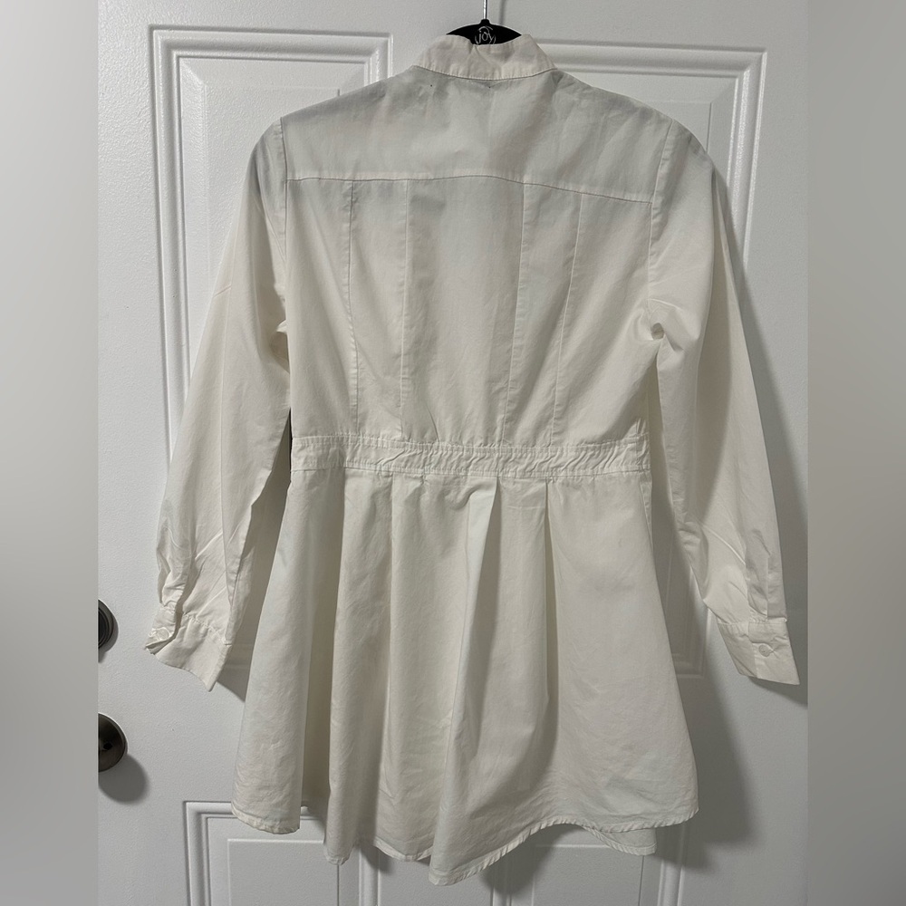 Karl Lagerfeld Paris White Cotton Button-Front Tunic Blouse Size Small NWT - Picture 3 of 13